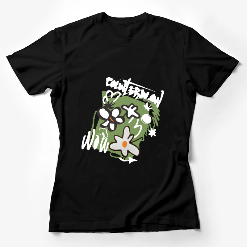 Blumen und Graffiti-Mischung Damen T-Shirt