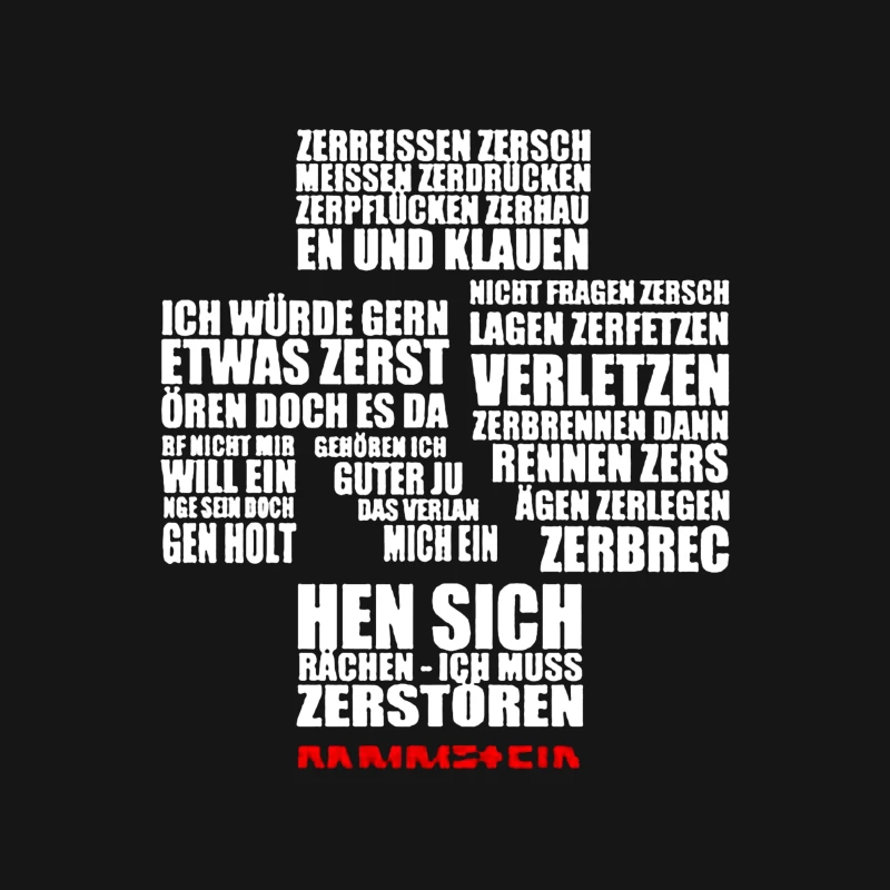 Rammstein Typography Art with German Text on White Background Male T-Shirt