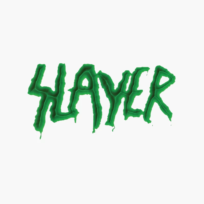 Green Horror-Style Dripping Text "SLAYER" Cotton Tote Bag