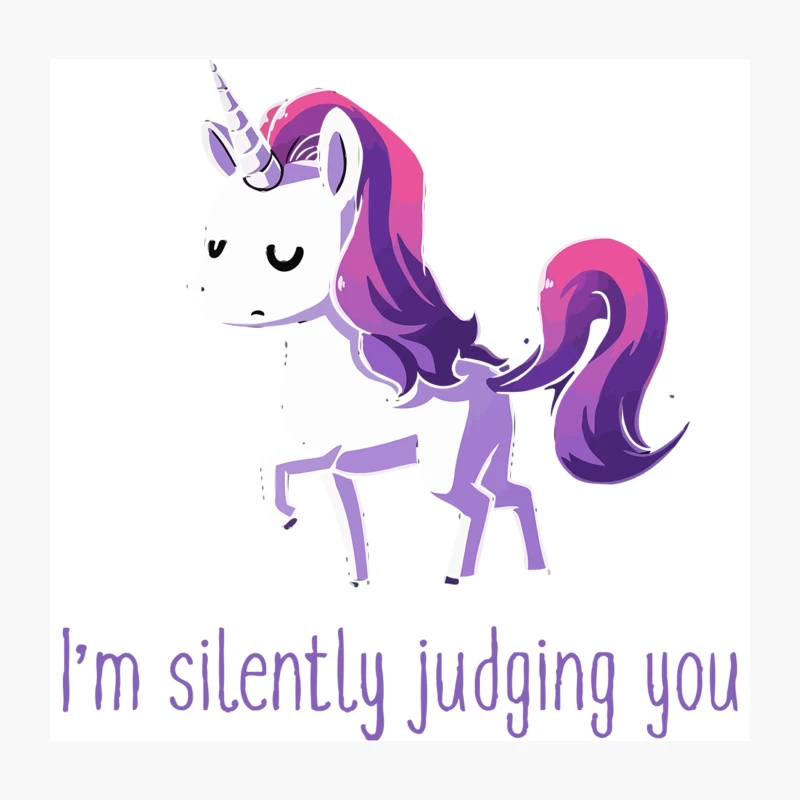 Sassy Cartoon Unicorn Silently Judging Throw Pillow