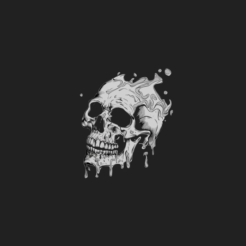 skull melting artistic illustration gothic monochrome surreal Bucket Hat