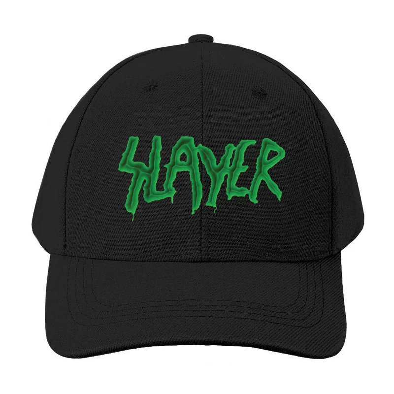 Green Horror-Style Dripping Text "SLAYER" Baseball Cap