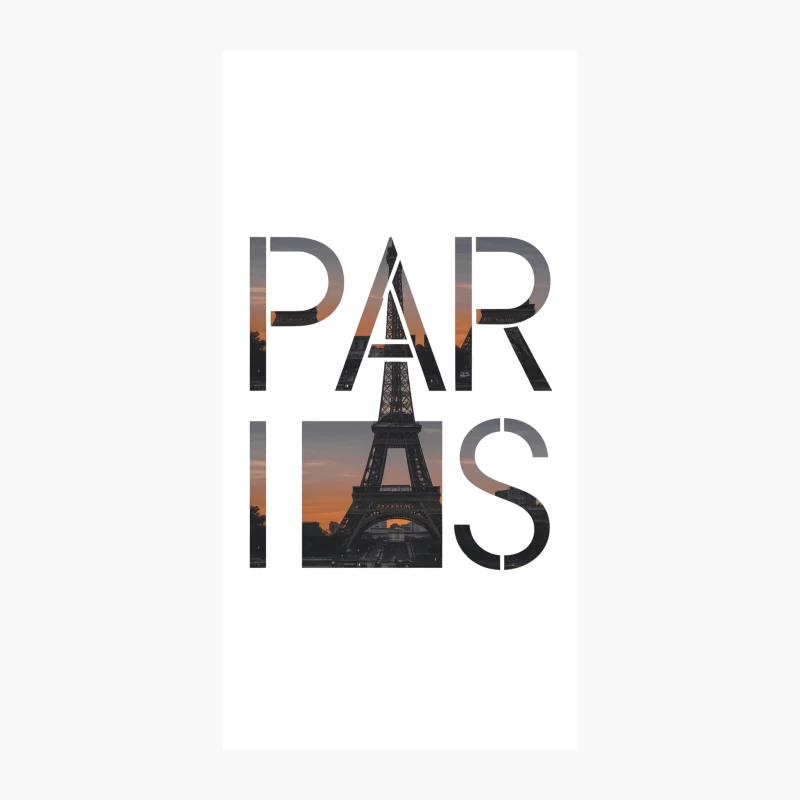 Iconic Paris Sunset: Eiffel Tower Silhouette in Typography iPhone Case