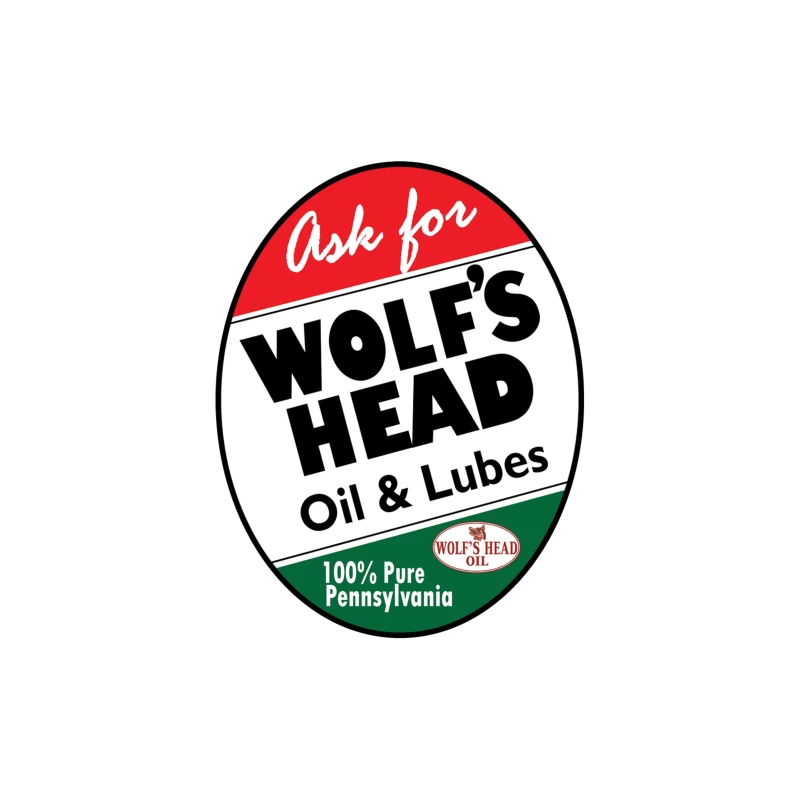 Vintage Wolf's Head Pennsylvania Motor Oil and Lubricants Advertisement Sign Throw Pillow