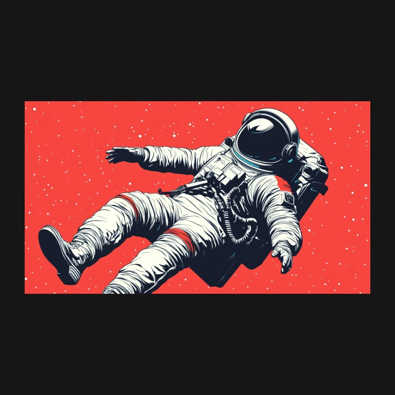Floating Astronaut in Space: Retro-Style Illustration Desk Mat