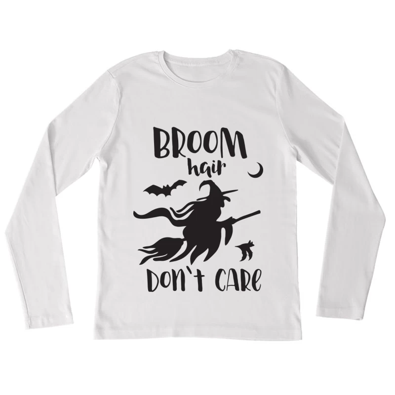 Sorcellerie et style en vol nocturne avec balai Femme Manches Longues T-Shirt