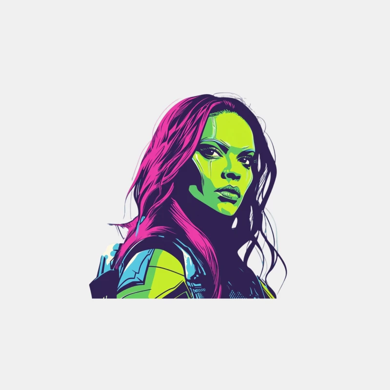 Vibrant Pop Art Portrait of a Woman with Neon Colors Male Tank Top