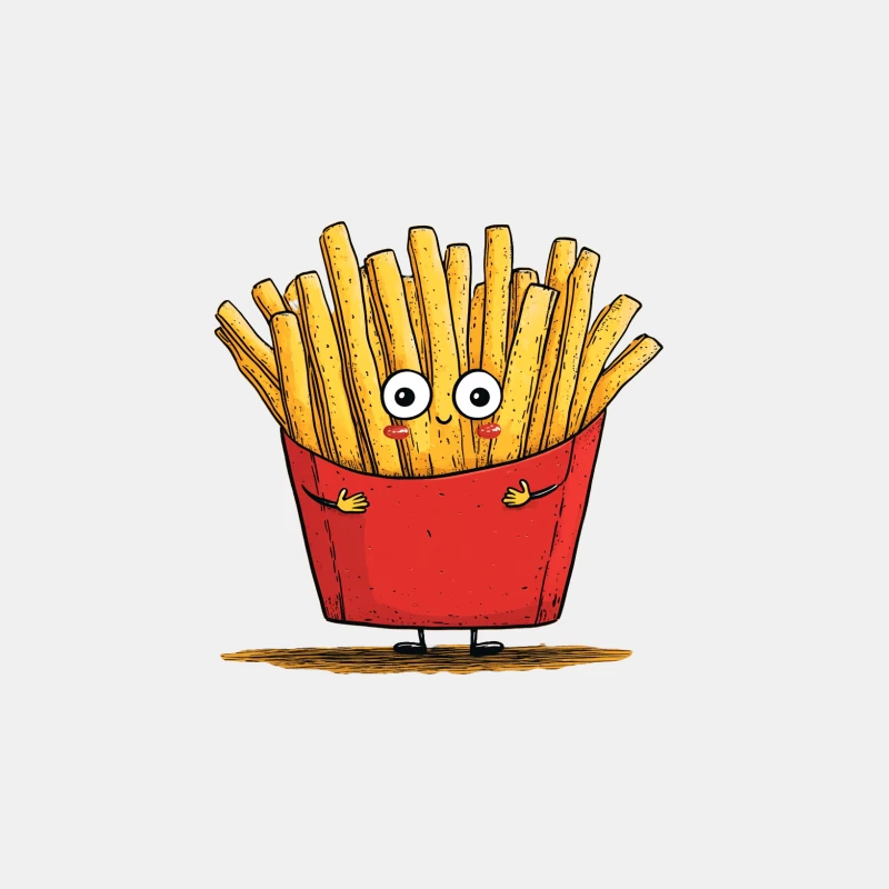 Cute Cartoon French Fries with Happy Face in Red Container Illustration Male Tank Top