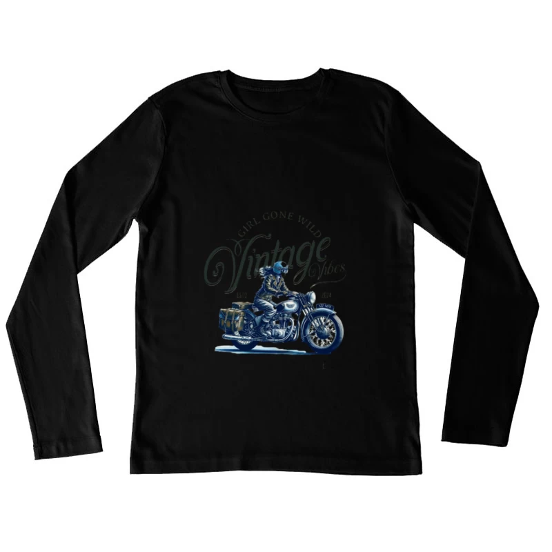 Vintage Motorradfahrer Design Damen Langarm T-Shirt