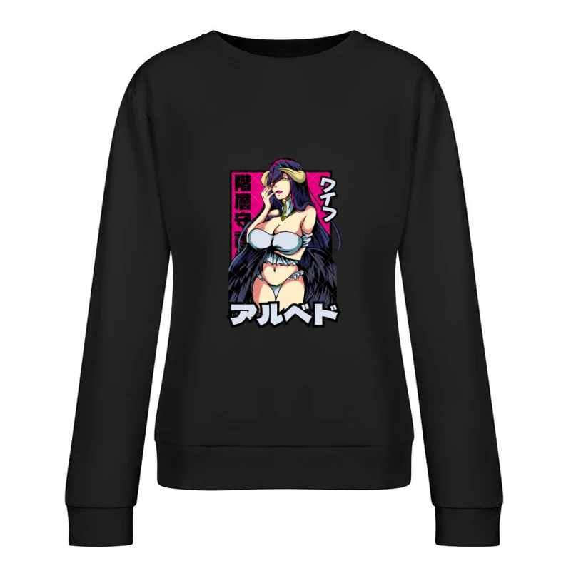 Anime-Charakter mit Hörnern im dunklen Stil Damen Pullover Sweatshirt
