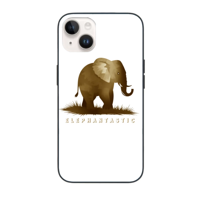 Elephantastic - Vintage Elephant Silhouette Illustration with Typography iPhone Case