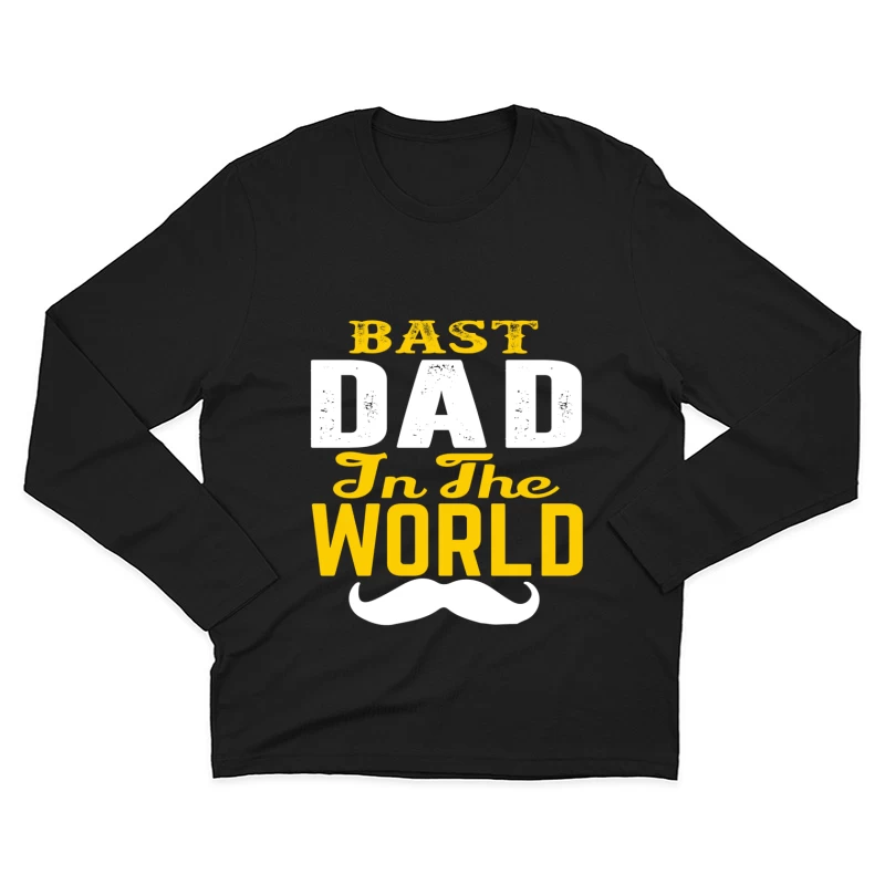 T-shirt Meilleur Papa du Monde avec Moustache Homme Manches Longues T-Shirt
