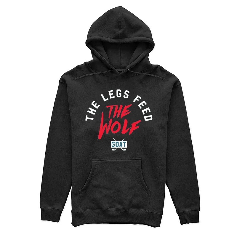 The Wolf and Goat Text Design with Minimalist Typography Female Pullover Hoodie