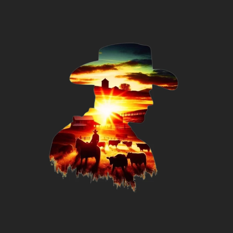 Silhouette of a Cowboy at Sunset Male Pullover Sweatshirt