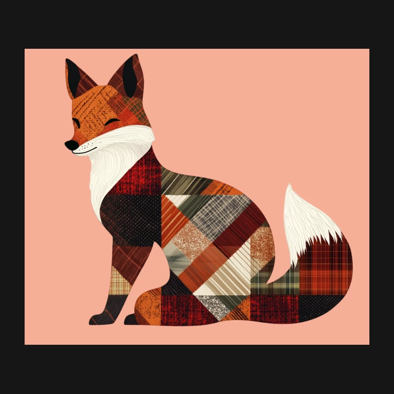 Geometric Patchwork Fox Illustration in Autumn Colors Mouse Pad
