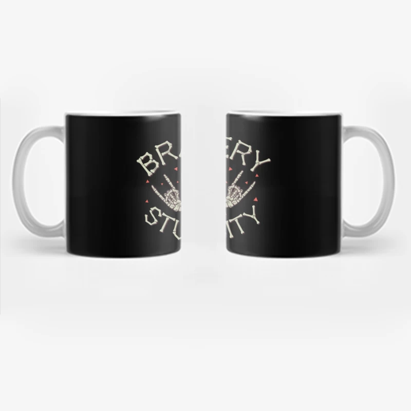 Bravery and Stupidity Skull Art Coffee Mug