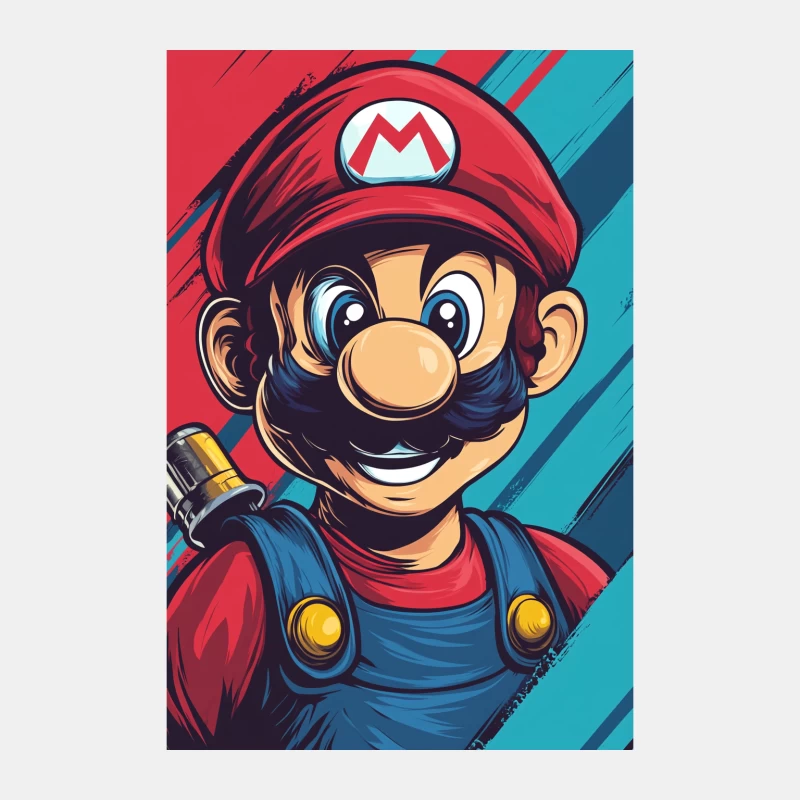 Iconic Mario Portrait: Nintendo's Beloved Retro Gaming Mascot Male Tank Top