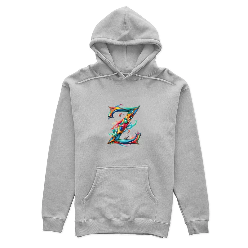 Ornate Floral Letter Z in Vibrant Colors Female Pullover Hoodie