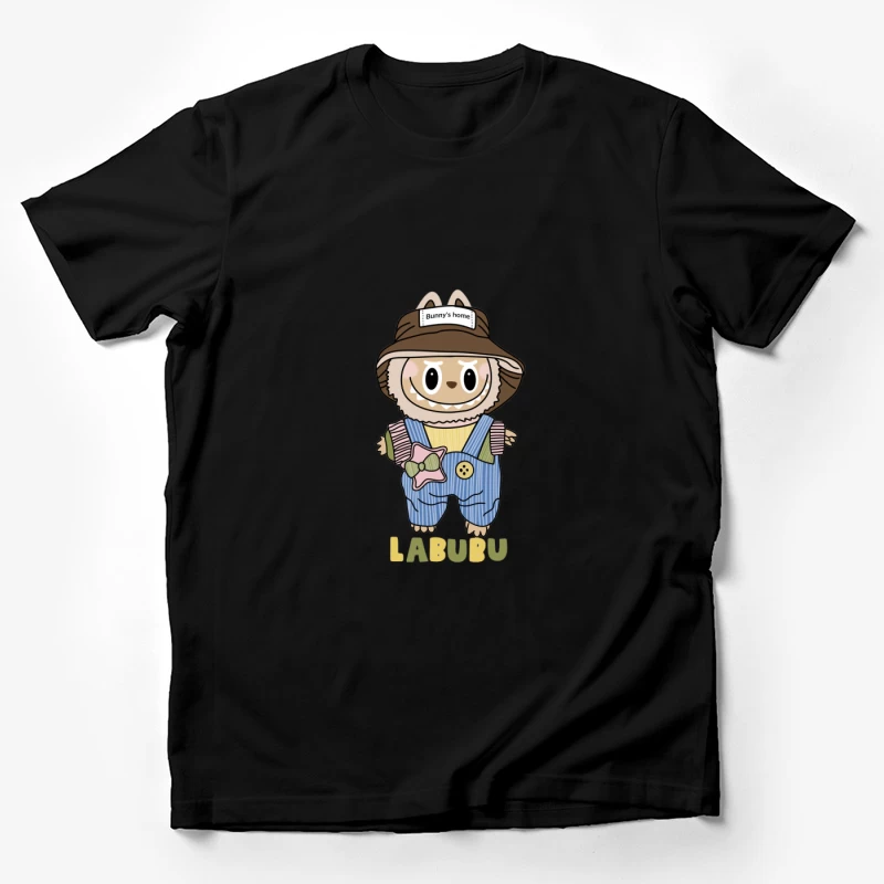 Niedlicher Labubu-Charakter mit Overall und Hut Herren T-Shirt