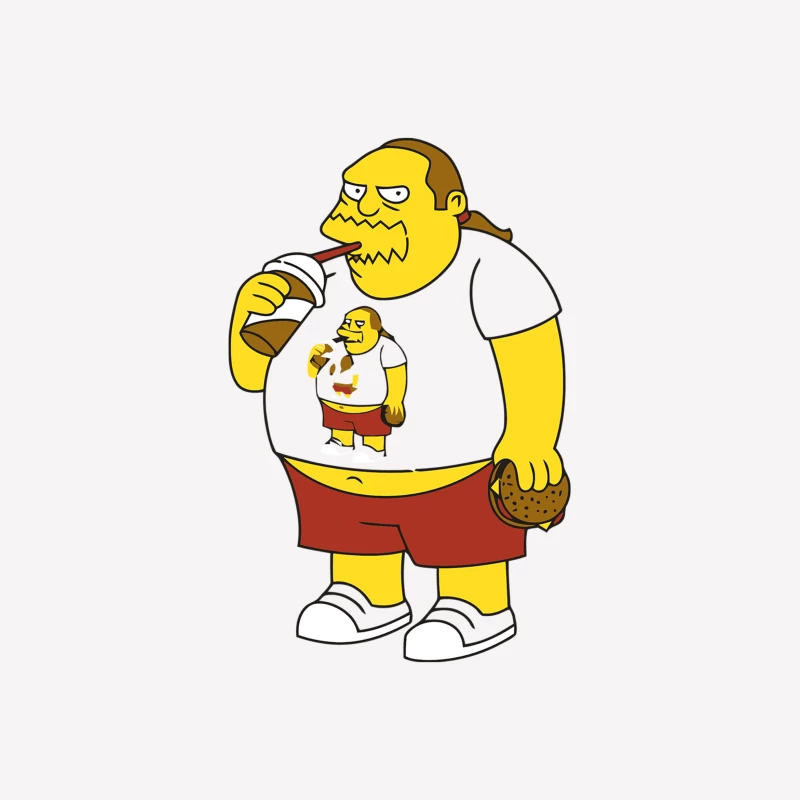 Obese Yellow Cartoon Character Drinking Soda Female T-Shirt