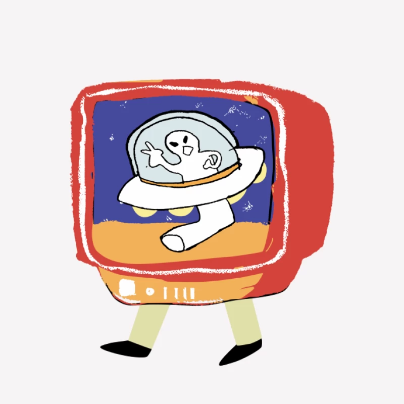 Astronaut auf vintage Fernseher Herren T-Shirt