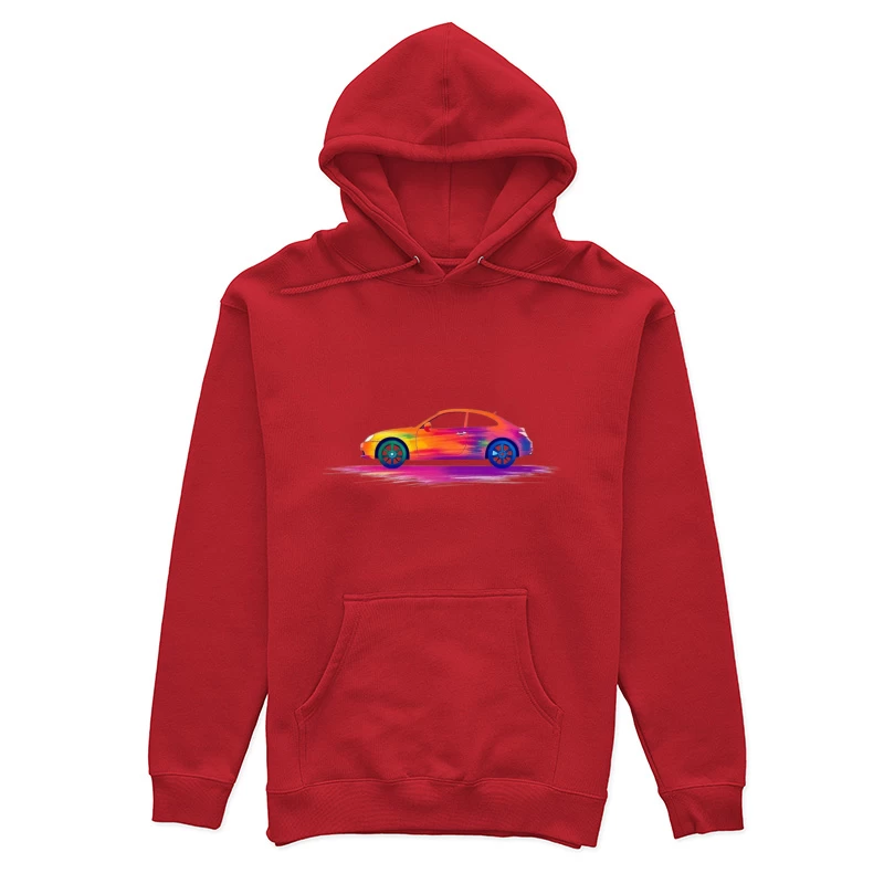 Artistic Side View of a Colorful Car Female Pullover Hoodie