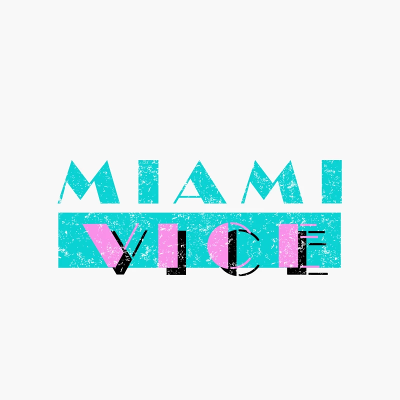 Retro Miami Vice Logo in Neon Colors Cotton Tote Bag