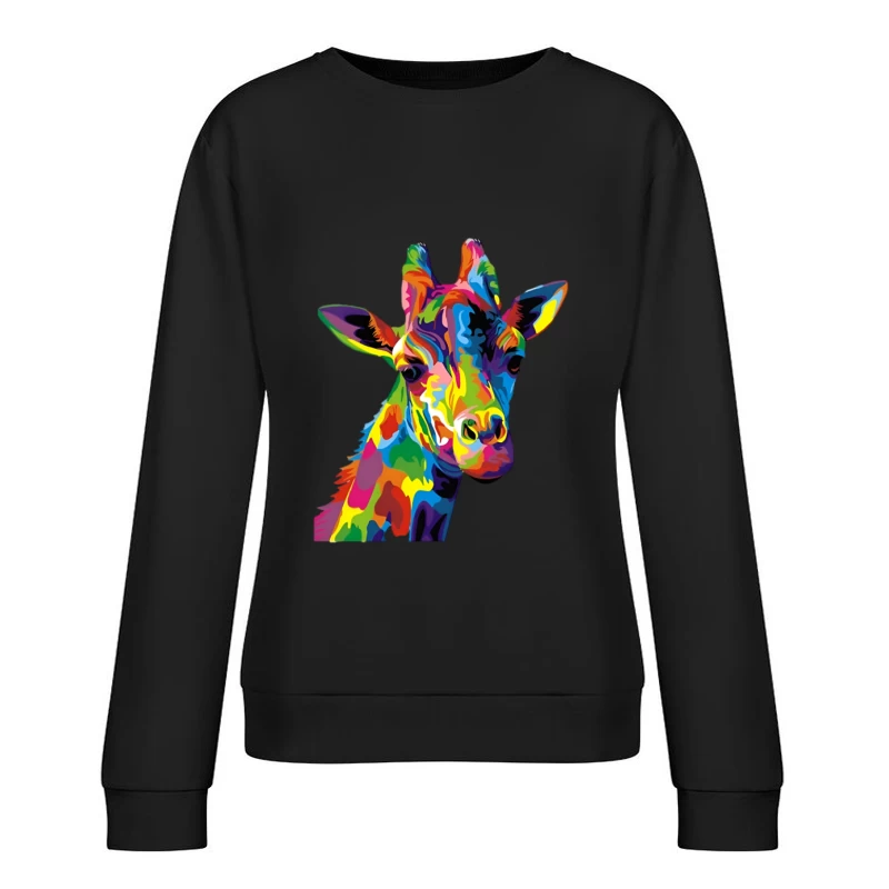 Buntes Giraffen-Porträt Damen Pullover Sweatshirt