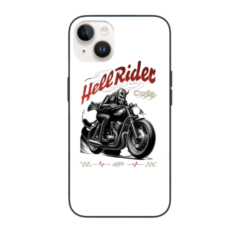 Hell Rider Vintage Cafe Racer Devil Motorcycle Art iPhone Case