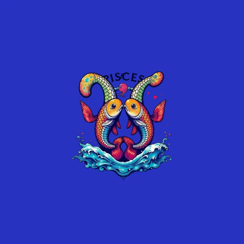 Colorful Pisces Astrology Illustration Desk Mat