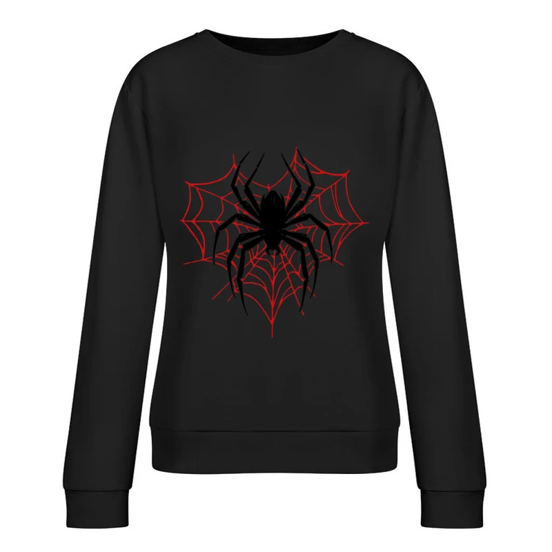 Rotes Spinnennetz-Design Damen Pullover Sweatshirt