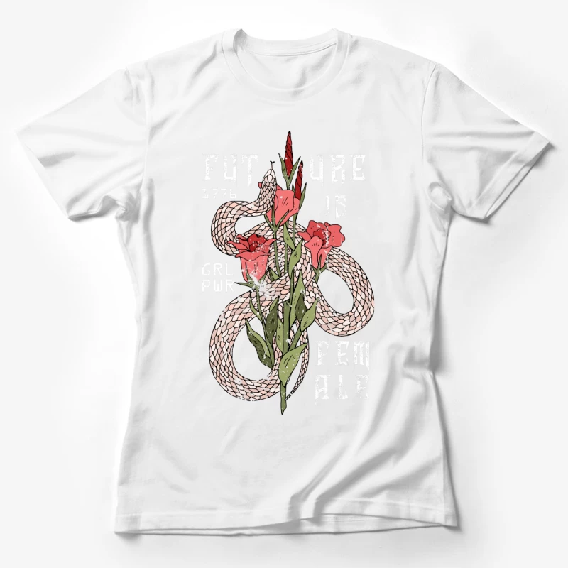 L'avenir est féminin avec serpent et fleurs Femme T-Shirt