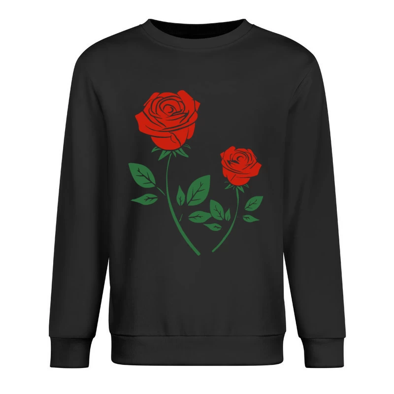 Zwei rote Rosen mit Blättern Herren Pullover Sweatshirt