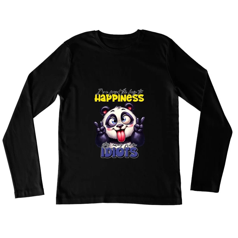 Panda Humor: The Key to Happiness Female Long Sleeve T-Shirt