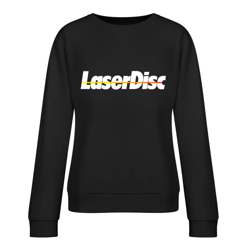 Retro Laser Disc Logo with Typography Outline Female Pullover Sweatshirt