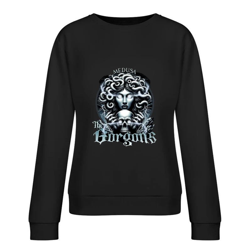 Dark Gothic Medusa with Skull and Lightning Female Pullover Sweatshirt