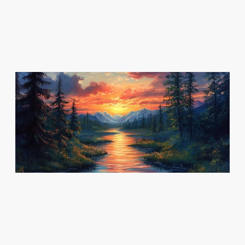 Majestic Mountain Sunset Reflected in Serene River Coffee Mug