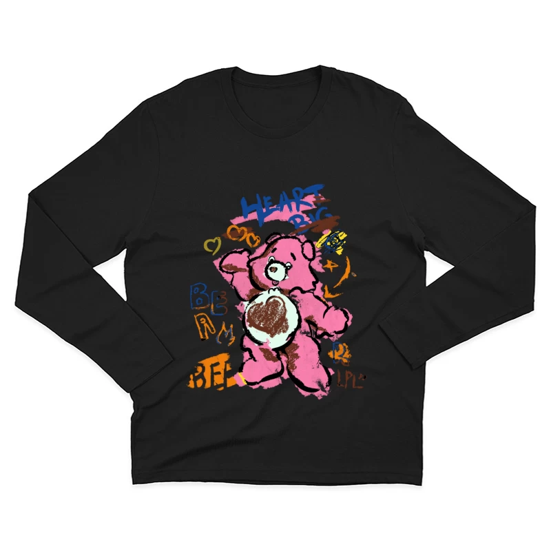 Bunter Teddybär mit großen Herzen Herren Langarm T-Shirt