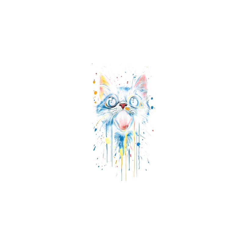 Colorful Cat Artwork Desk Mat