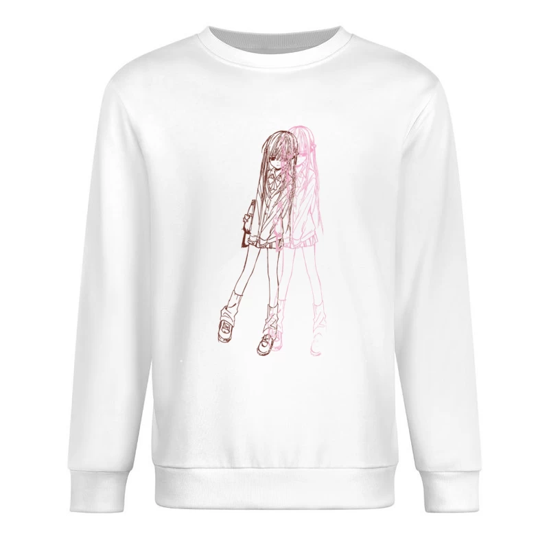 Skizze eines Mädchens in Neonfarben Herren Pullover Sweatshirt