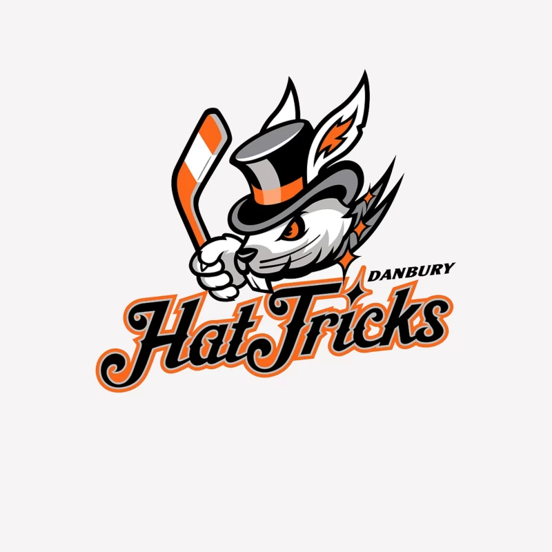 Danbury Hat Tricks Hockey Team Logo with Rabbit Mascot Female T-Shirt