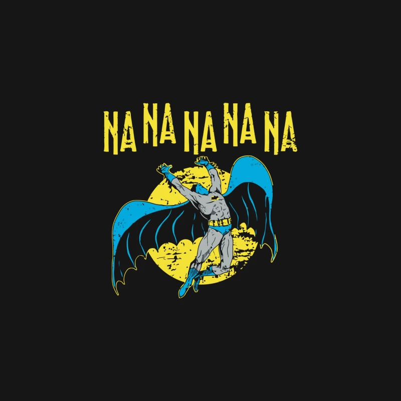 Retro Batman: Dynamic Superhero in Yellow and Blue Desk Mat