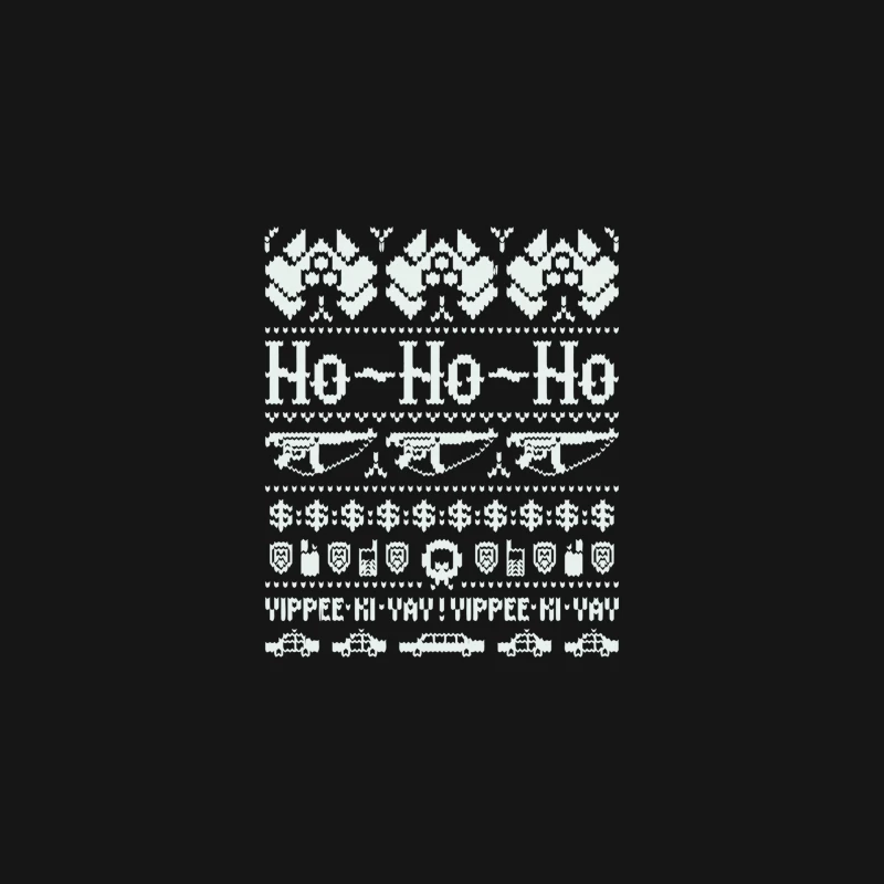 Pixelated Christmas Sweater Pattern with Ho-Ho-Ho Text Desk Mat