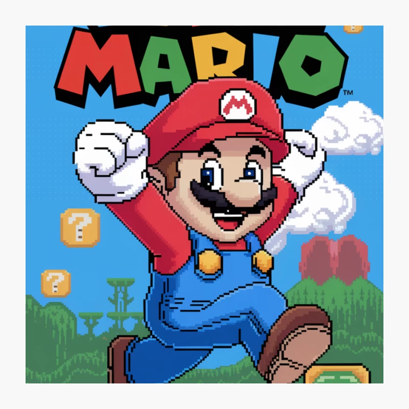 Iconic Super Mario Pixel Art from Classic Nintendo Platformer Pin