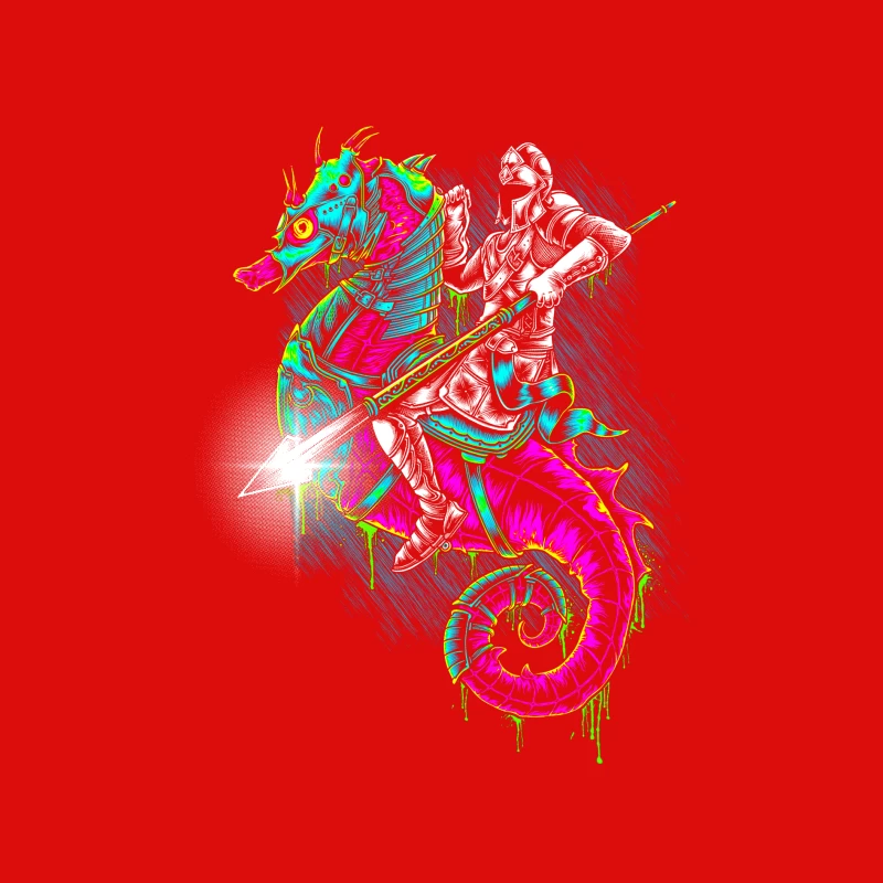 Knight Riding a Colorful Seahorse Male Tank Top