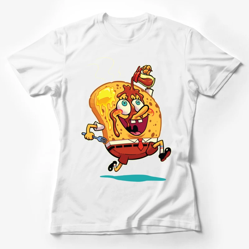 Excited Cartoon Slice of Toast Female T-Shirt