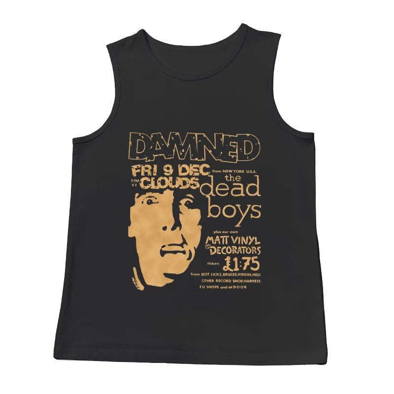 Vintage Concert Poster for The Damned with Clouds and Dead Boys - December 9th Male Tank Top