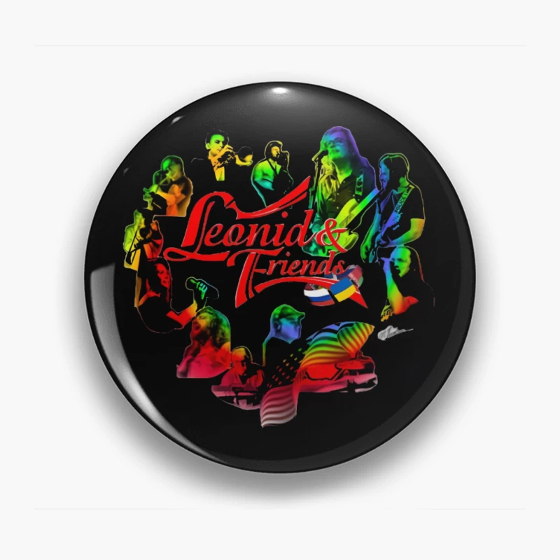 Leonid & Friends: Colorful Musical Band Artwork Pin