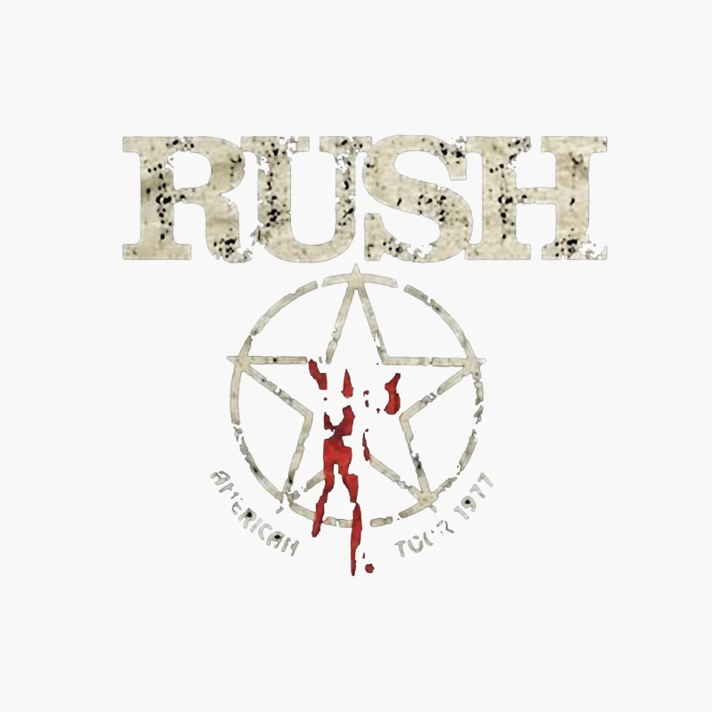 Rush Band Vintage Logo with Pentagram Star Design Cotton Tote Bag