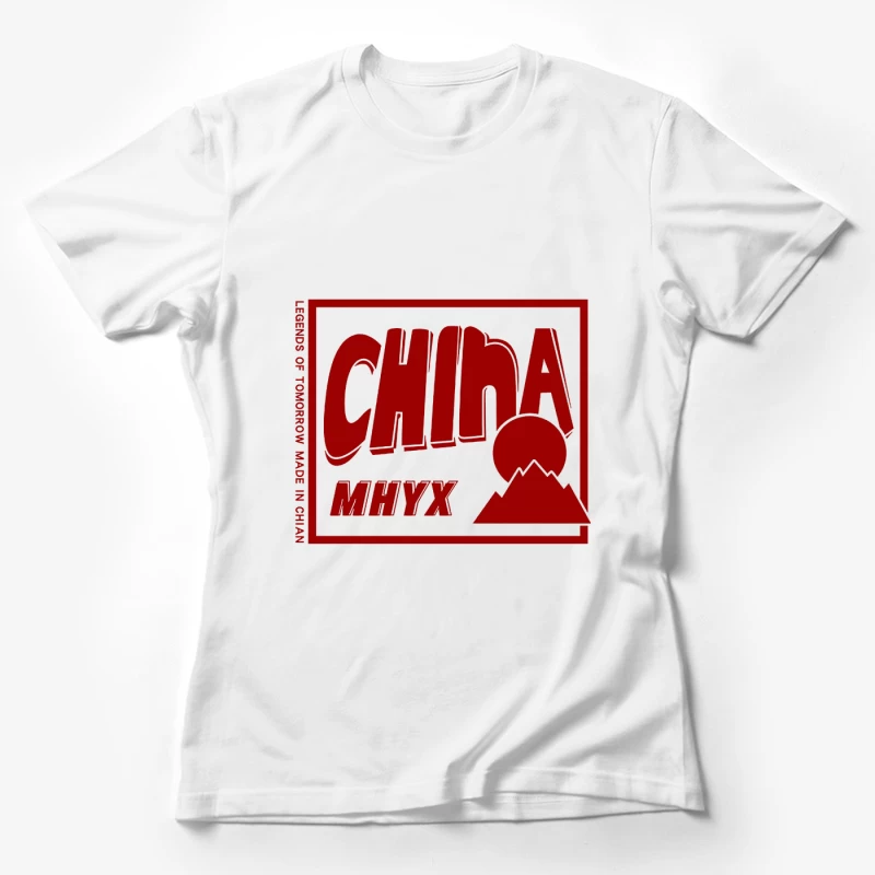 China Design mit Berge und Sonne Damen T-Shirt
